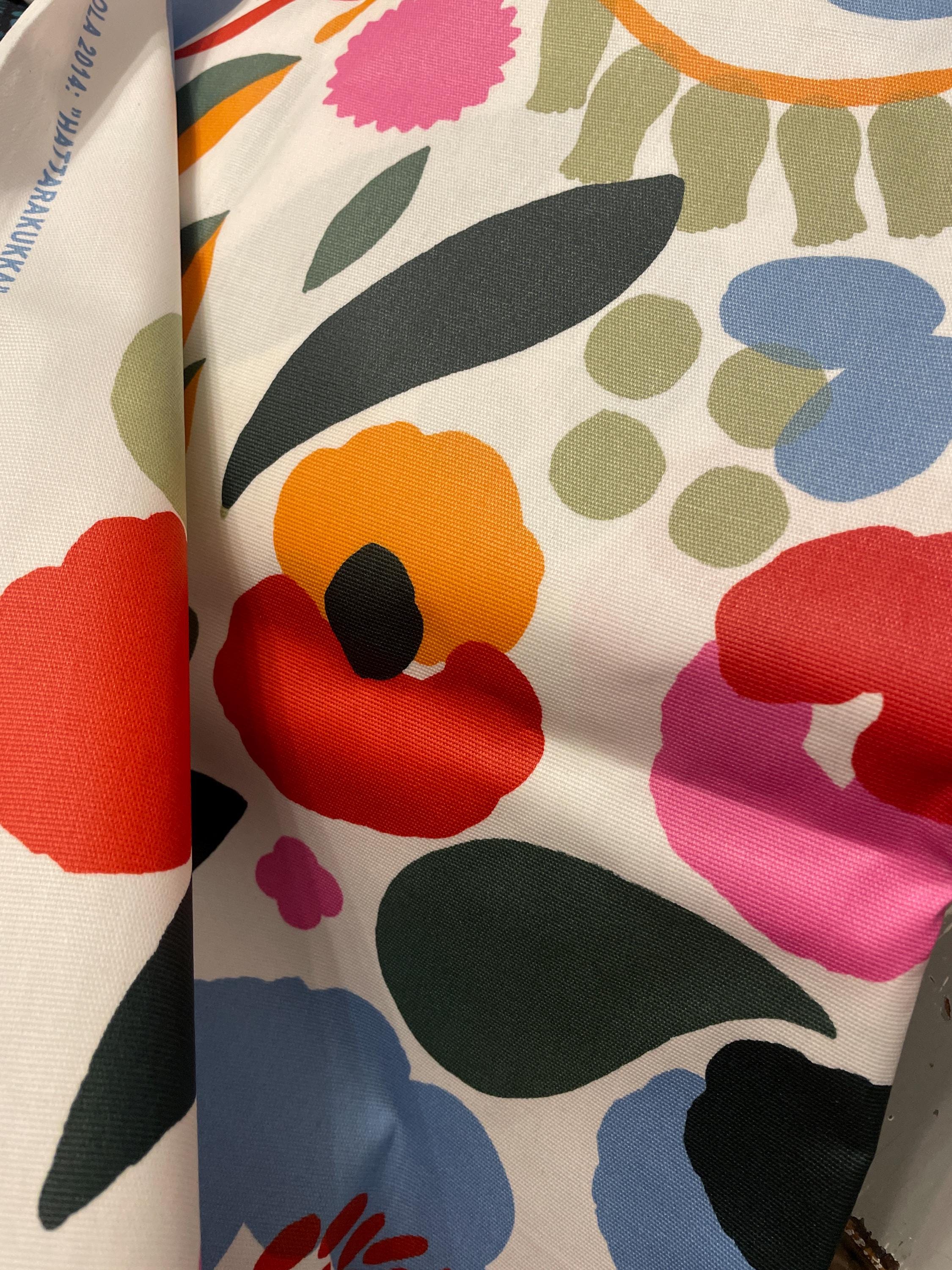 Marimekko Hattarakukka COATED Fabric, Red Orange, Sold by Half
