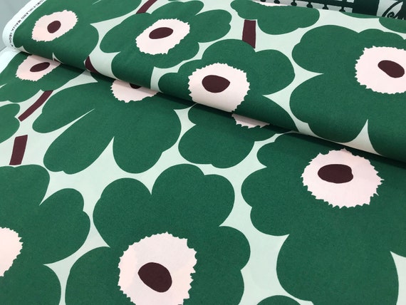 Marimekko Green Nude Pink Clay Pieni Unikko Cotton Fabric Etsy