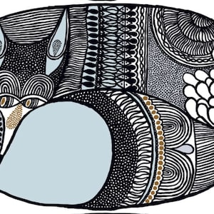 Marimekko Napakettu fabric panel, 35" x 56", gorgeous animal print by Aino-Maija Metsola, baby blue
