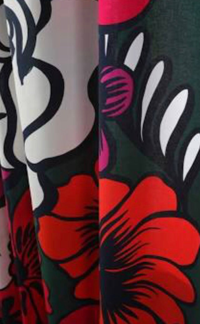 Marimekko Eläköön Elämä Fabric, 64” X 56”, by Maija Louekari, Red