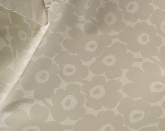 Marimekko Cream White  Mini Unikko,  UPHOLSTERY grade cotton fabric , super cute, sold by half yard,  18x56", 46 cm x 140cm