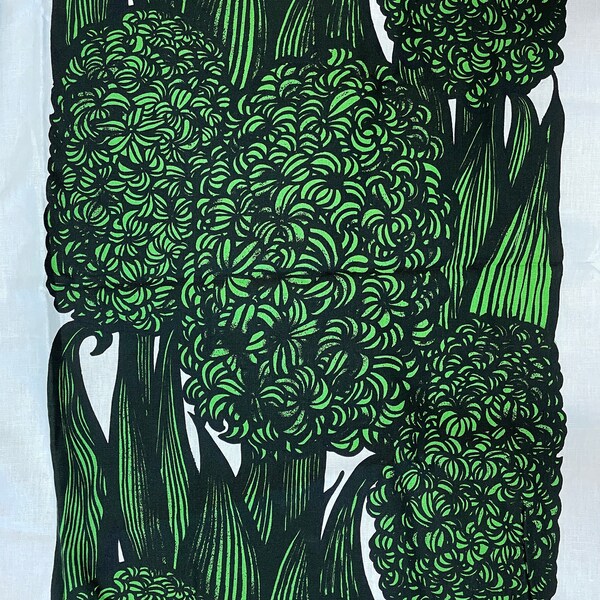 Marimekko Hyasintti, unfinished linen kitchen tea towel fabric piece, needs to be finished, from Finland