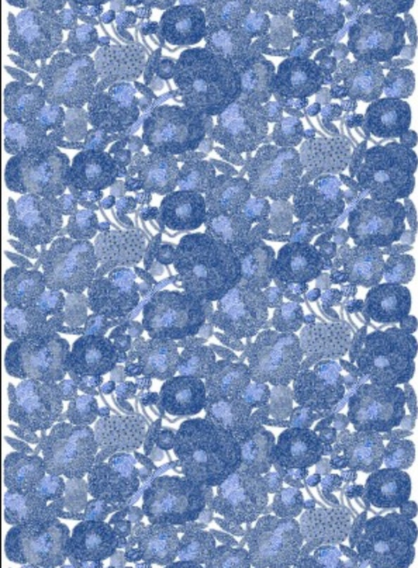 美品♡24AW mallow blue ジャケット Mircha ミーシャ Marimekko Mynsteri Cotton Fabric, Gorgeous Blue Print by Aino