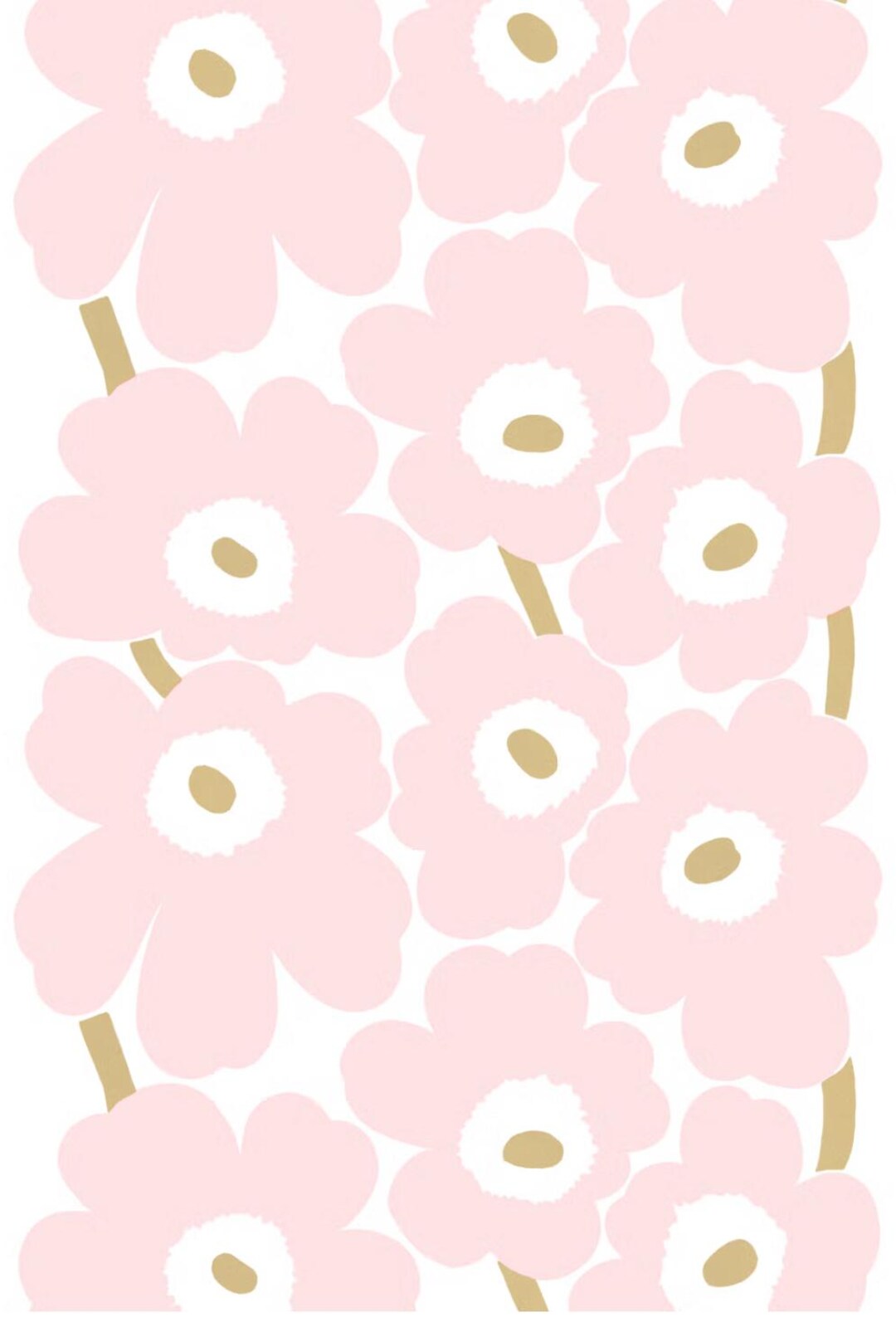 marimekko　ウニッコ　ピンク×ゴールド Marimekko Pink, White, Gold THICK SATIN Unikko Fabric, Sold by
