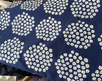 Marimekko Blue Puketti cotton fabric , sold by half yard piece for purses and other cute projects, ,  Finland
