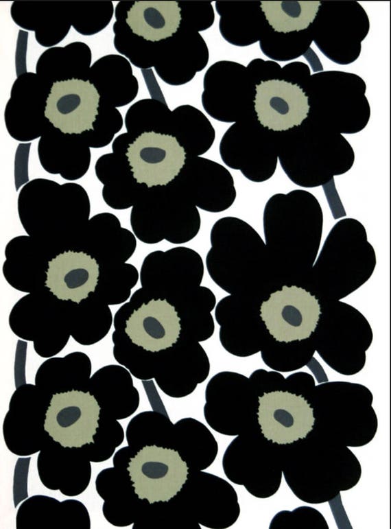 Marimekko Black BIG Unikko Fabric From Finland Sold by Yard - Etsy