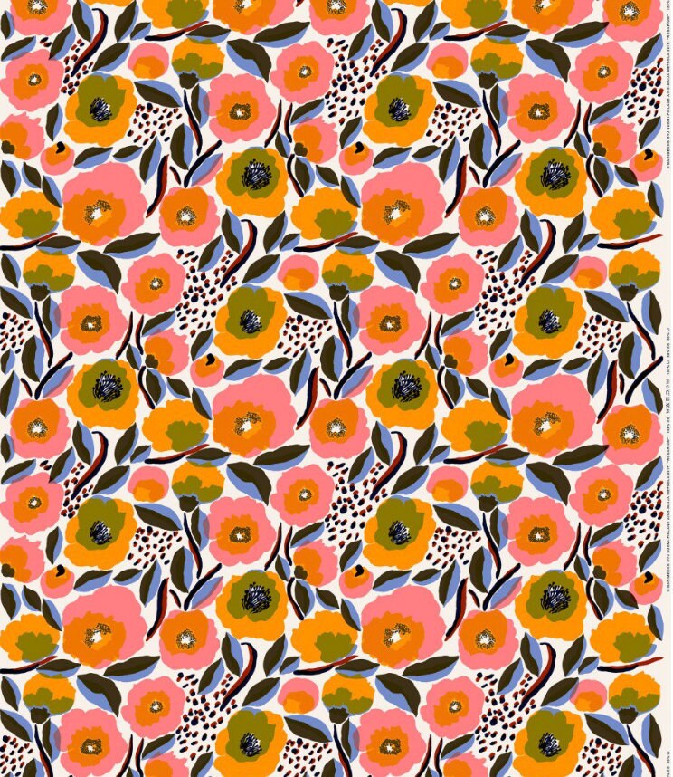 Marimekko Rosarium Heavy Duty Cotton Fabric Piece 26” X 56