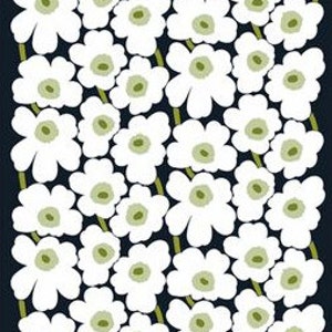 Marimekko White on Black Pieni Unikko Cotton Fabric Half - Etsy