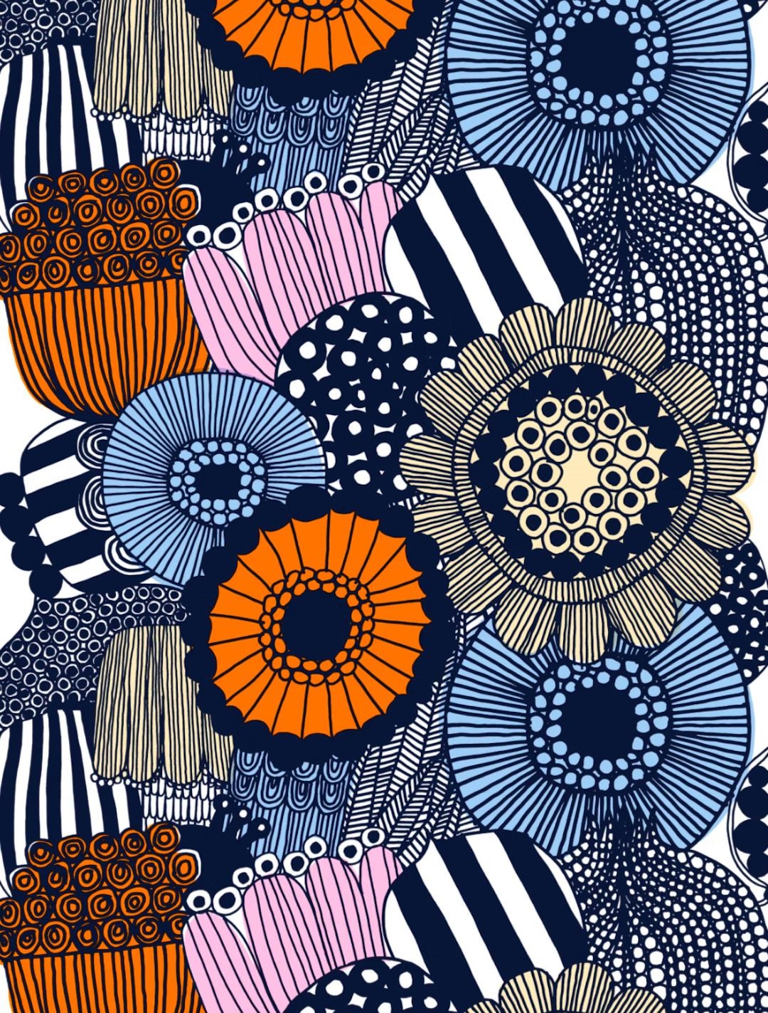 Marimekko Siirtolapuutarha Cotton Fabric, Sold by Half Yard, Blue