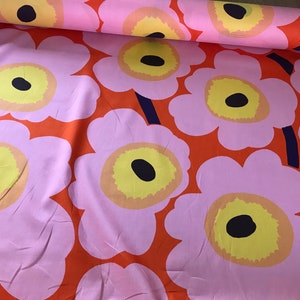 Marimekko Pieni Unikko 1 yard batist cotton for dresses, scarfs, blouses, sheer curtains, etc. lovely! from Finland, black pink