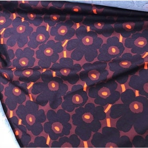 Marimekko brown purple orange Mini Unikko jersey, 50cm, half meter, 150cm wide, Finland