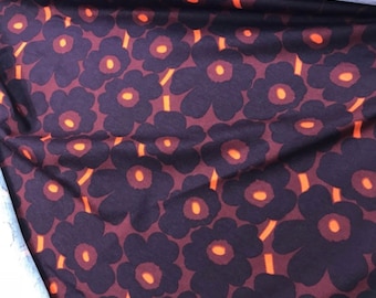 Marimekko brown purple orange Mini Unikko jersey, 50cm, half meter, 150cm wide, Finland