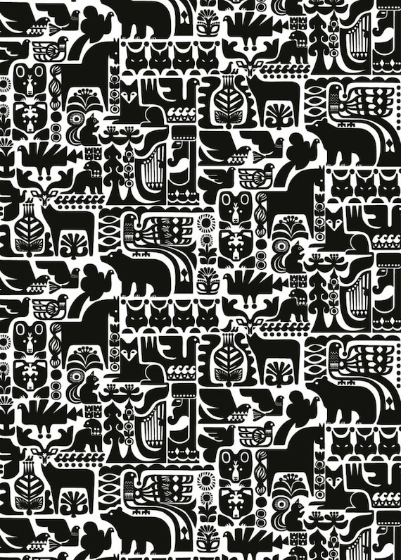 2 Y Marimekko Kanteleen Kutsu Fabric, Gorgeous Animal Print by