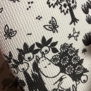 Moomin black and white waffle fabric, from Finland, sold by half yards