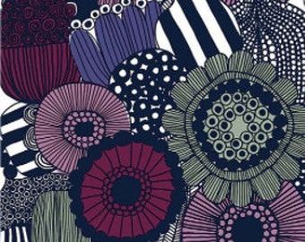Marimekko Siirtolapuutarha heavy weight cotton fabric, sold by half yard, purple gray, Finland
