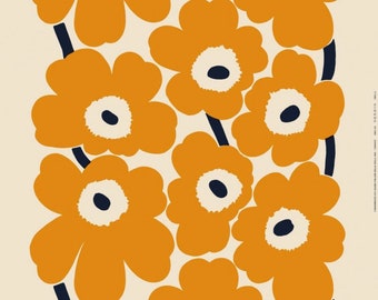 Marimekko Lino Unikko Tela 40 X 56 Amarillo Etsy Espana