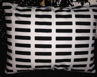 Black White Siena cushion case, 30x40cm, Alvar Aalto designer fabric from Artek, Finland