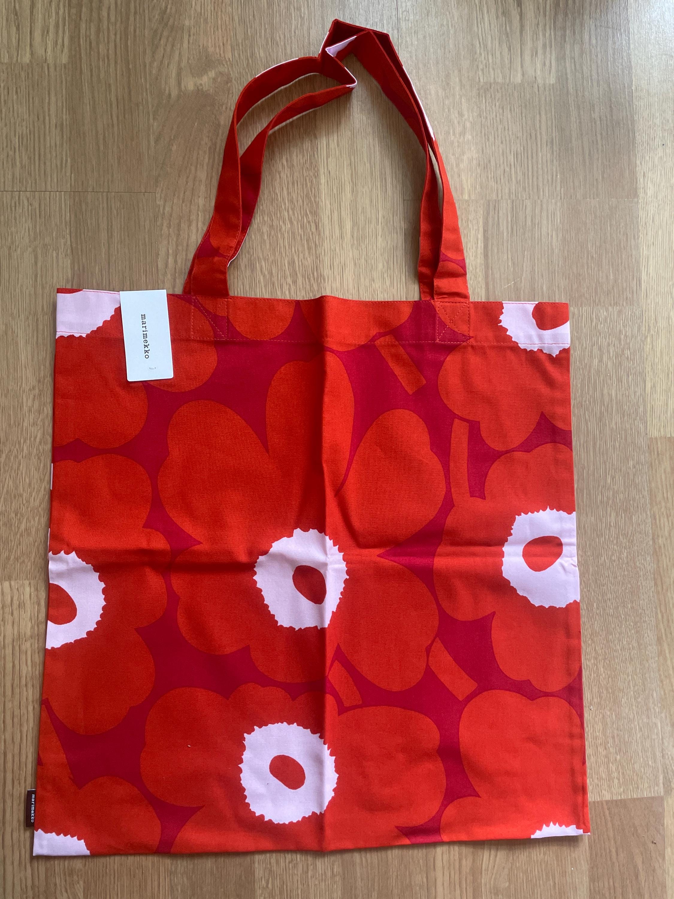 Marimekko Pieni Unikko Tote Bag, Orange Pink Red - Etsy