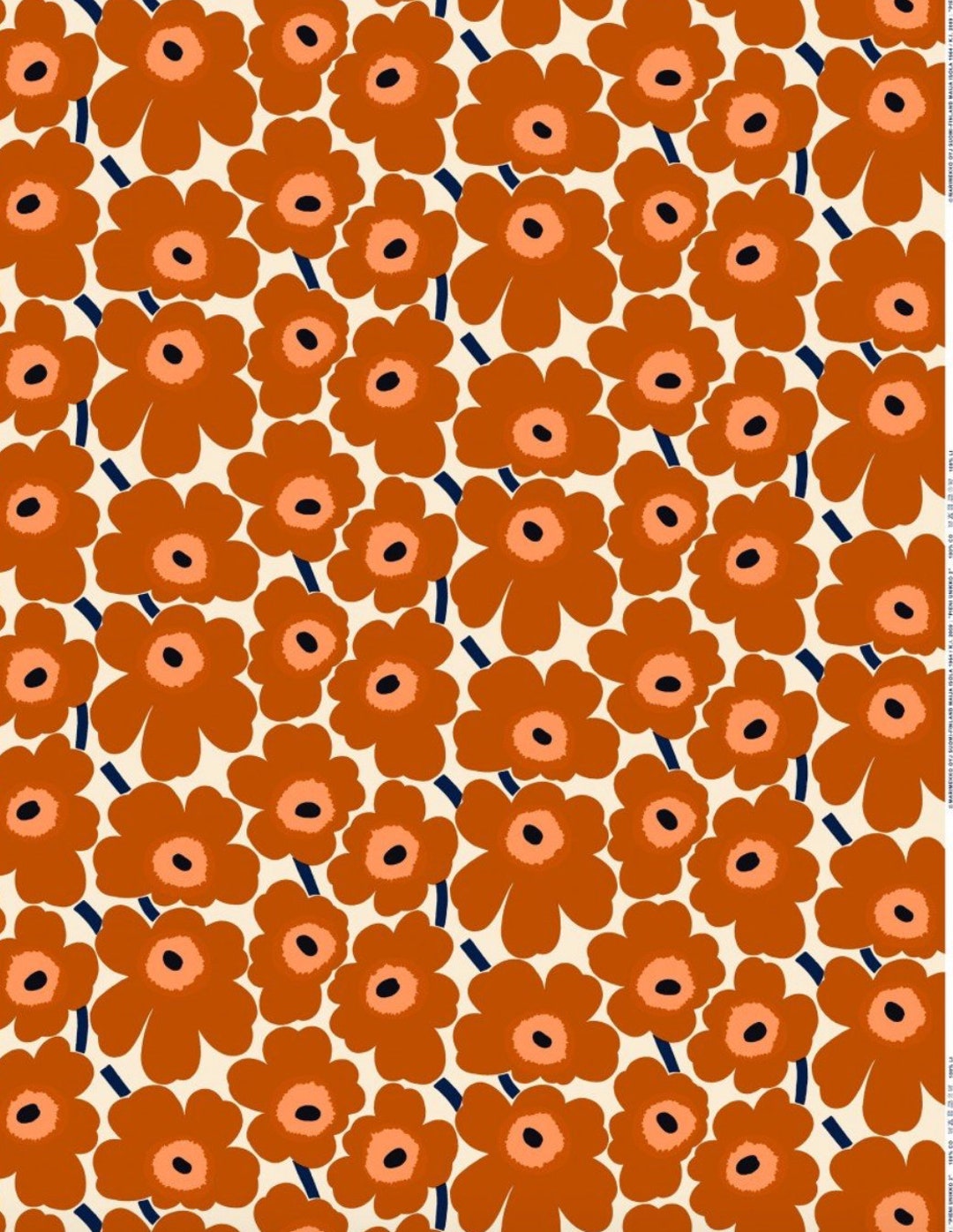 Tejido de algodón Marimekko Pieni Unikko, vendido por media yarda, Brick  Brown Orange - Etsy México, image size:1080x1396