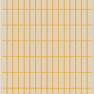 Marimekko Tiiliskivi yellow and beige LINEN and cotton heavy weight fabric, half yard, Finland