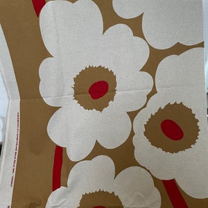 Marimekko heavy cotton linen blend  Unikko fabric 40&quot; x 56&quot;, Christmas Maija Isola design, Finland