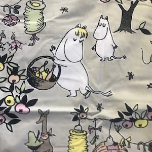 Moomin soft gray cotton fabric piece, great for blankets, pillow cases etc. 1 m x 70cm,  from Finland