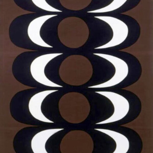 Marimekko Kaivo fabric piece, 50” x  56", brown black white