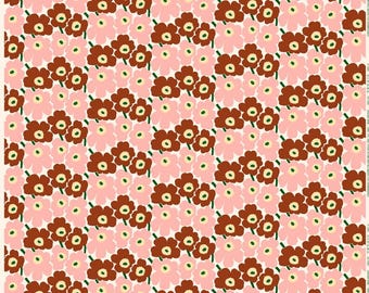 Marimekko Mini Unikko cotton fabric, sold by half yard, peach red,  from Finland