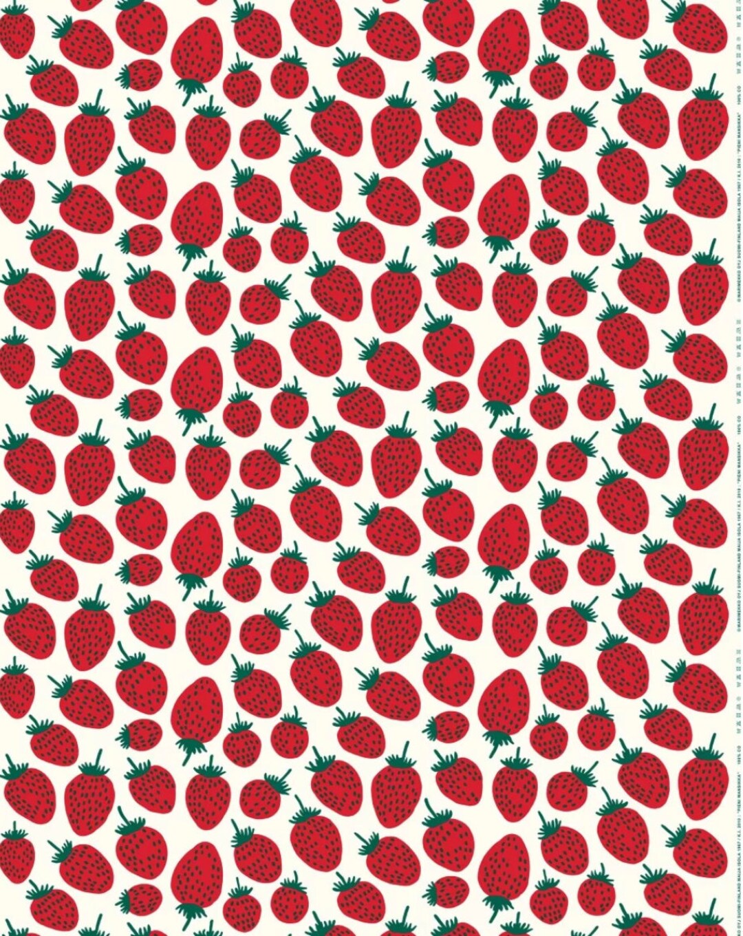 Tejido de algodón Marimekko Pieni mansikka, vendido por media yarda, rojo y  blanco - Etsy México, image size:1080x1360