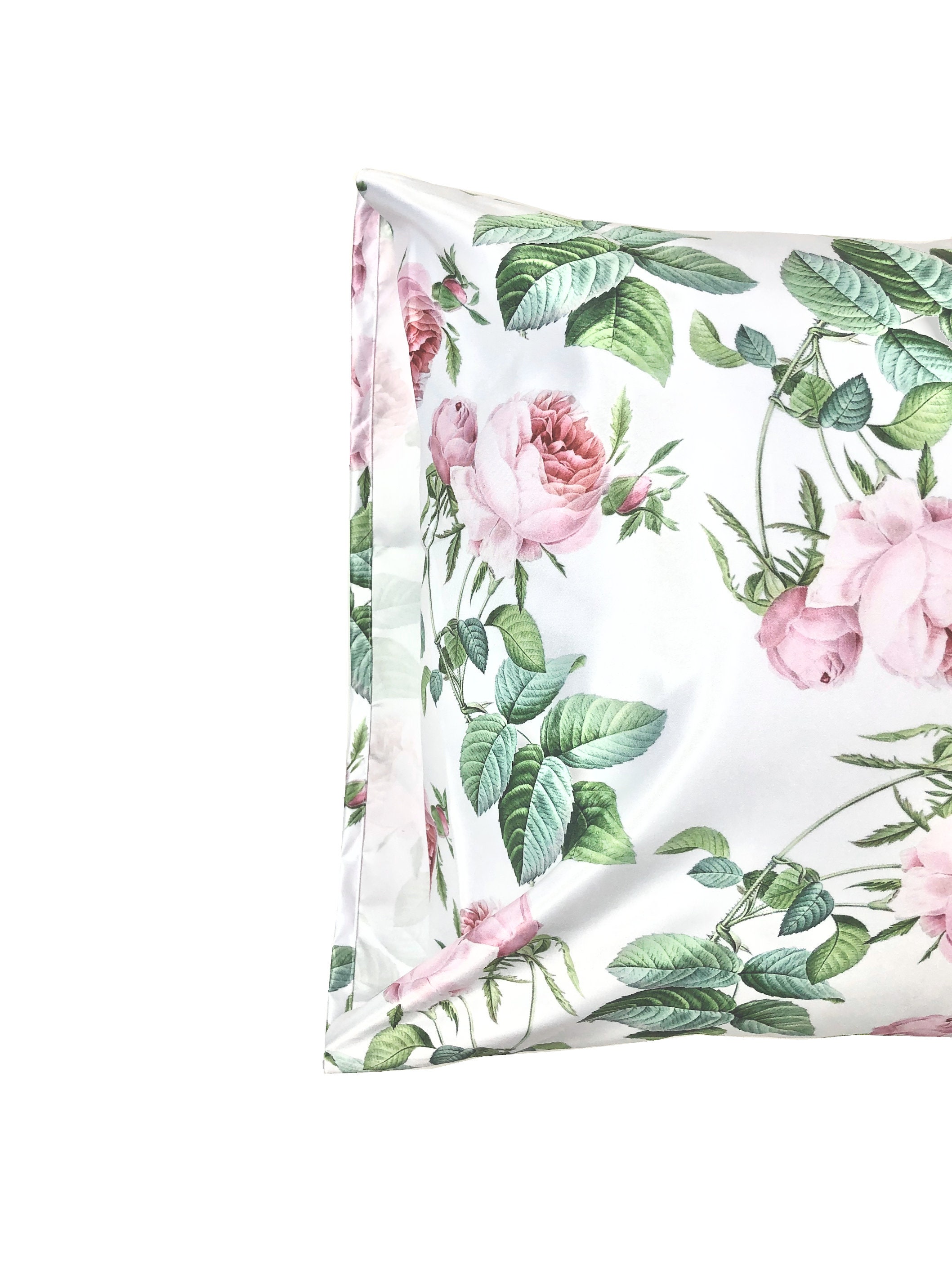 Floral Rose Pillowcase // Satin Pillowcase // Rose Pillow // Etsy