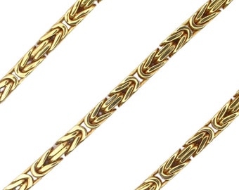 Heavy Solid Byzantine Squared Chain Link Necklace 14K Yellow Gold ~ 20 1/4" ~ 37.6 Grams