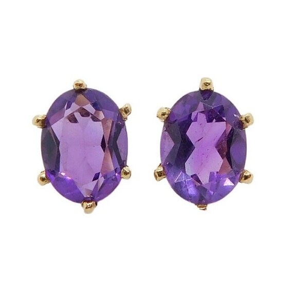 Royal 2.40ctw Amethyst Solitaire Earrings 14K Yel… - image 1