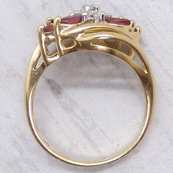 Ruby and Diamond .74 ctw Bypass Ring 14k Yellow a… - image 3