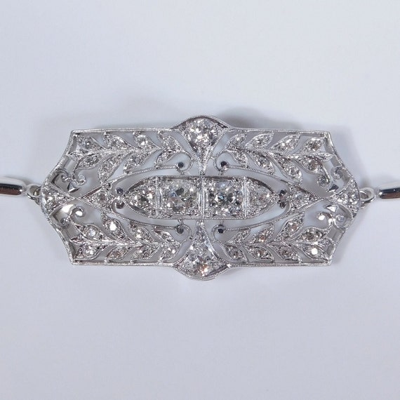 Elegant Art Deco 1.15ctw Diamond Bar Bolo Bracele… - image 3