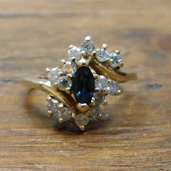 Sapphire and Diamond .70 ctw Bypass Cluster Ring … - image 1