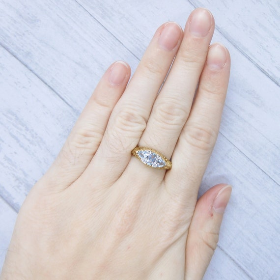 Aquamarine & Diamond Vintage Filigree Ring, Handc… - image 6
