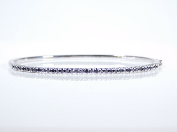 Breathtaking 1.00ctw Black Diamond Hinged Bangle … - image 1