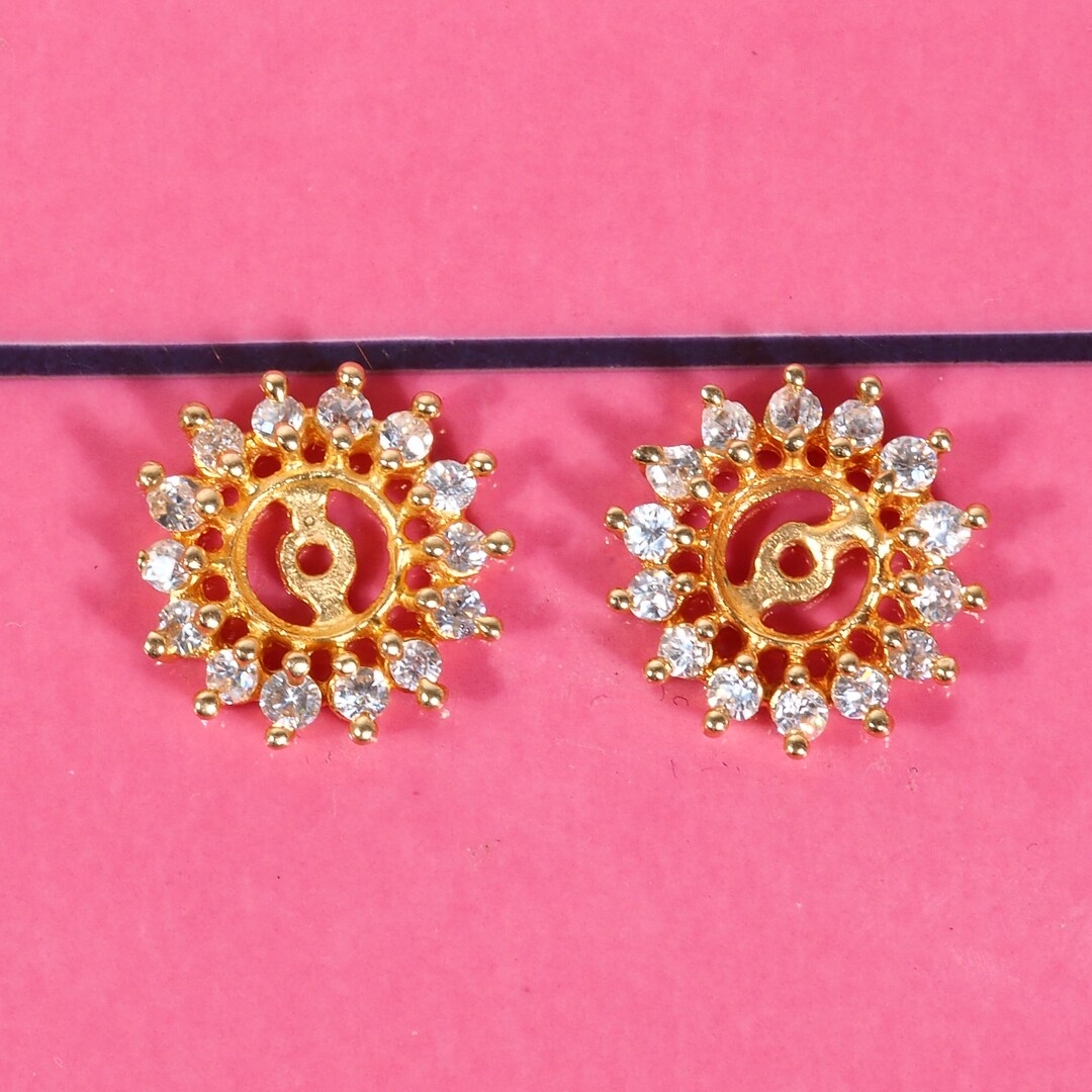 Faux Diamond Earring Jackets in 14K Yellow Gold Etsy