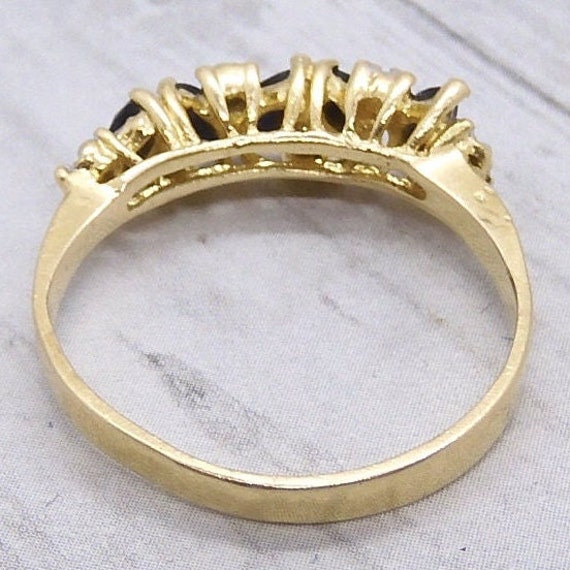 Sapphire & Diamond Band Ring .51 ctw 14k Yellow G… - image 5