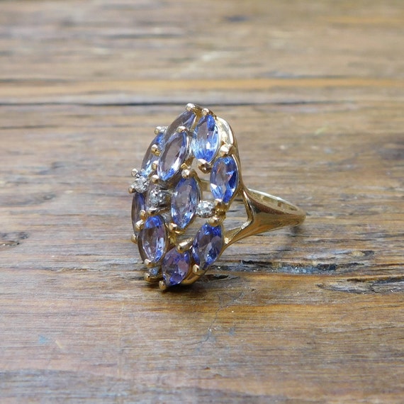 1.83 ctw Iolite and Diamond Ring 14k Gold - image 2