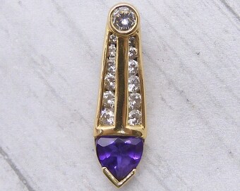 1.70 ctw Amethyst and Diamond Pendant 14k Gold