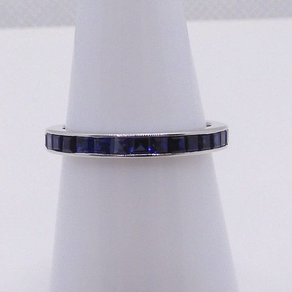 2.00 ctw Blue Sapphire Eternity Band Ring 14k Whi… - image 7