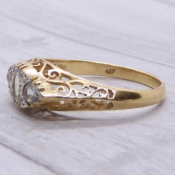 Aquamarine & Diamond Vintage Filigree Ring, Handc… - image 2