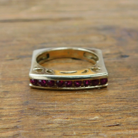Ruby .36 ctw Square Band Ring 14k Gold - image 8