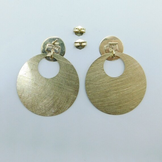 Double Disk Drop Earrings 14K Yellow Gold - image 3