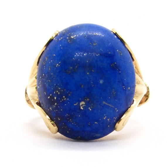 Vintage 1930's Retro Lapis Solitaire Ring 18k Yell