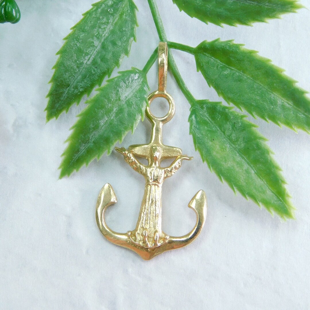 Mariners Anchor Cross Pendant 14K Gold Etsy
