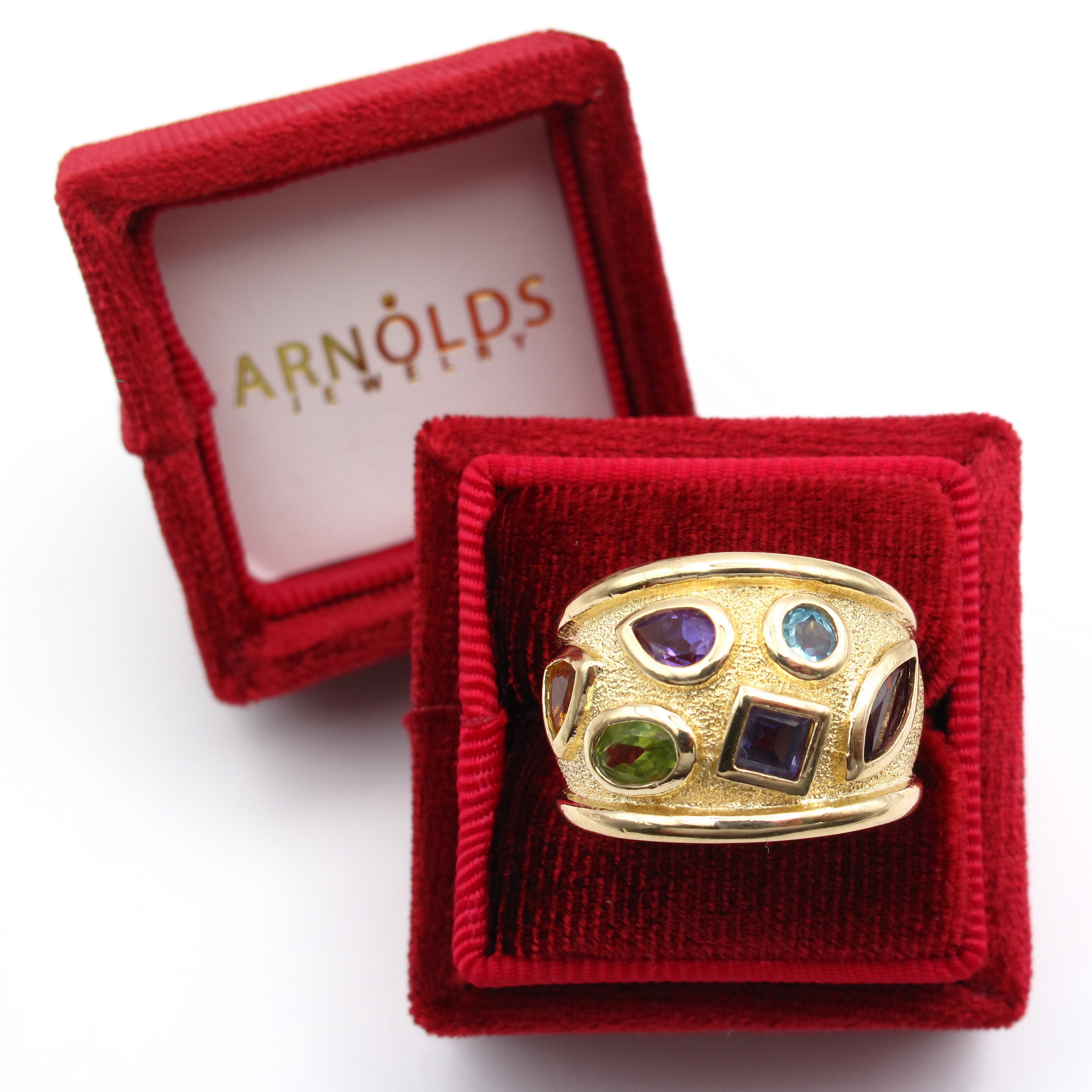 Chanel Vintage Gold, Citrine, Peridot And Iolite Coco Ring