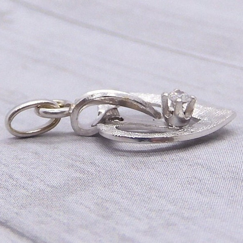 Diamond .04 Carat Heart Pendant 14k White Gold/ Valentines Gift/ Girlfriend/ Wife/ Love image 5
