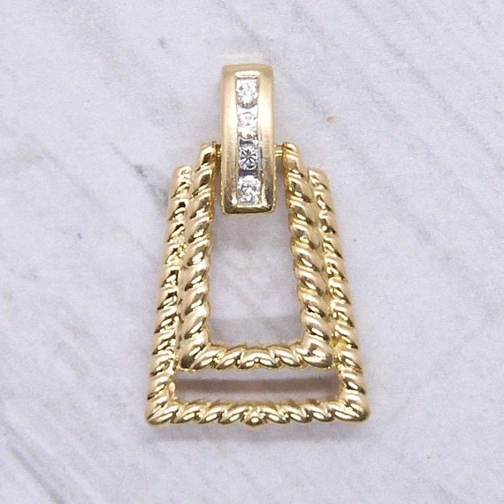 Diamond .04 ctw Geometric Door-Knocker Pendant 14k